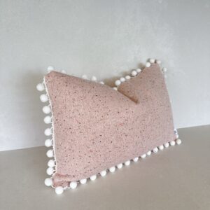 Pink Textured Fleck Midi Pom Pom Cushion