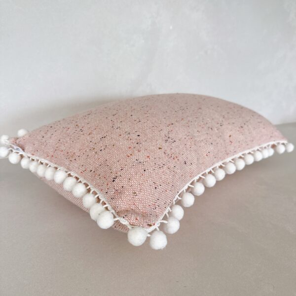 Pink Textured Fleck Midi Pom Pom Cushion