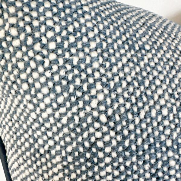 Denim Blue Leather Trim Linen Cushion